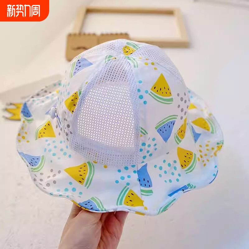 婴儿遮阳帽夏季薄款宝宝帽子儿童防晒帽男童女童太阳帽网格渔夫帽