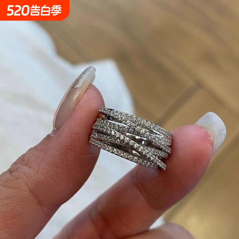 通体精致时尚同款老钱风方钻排钻戒指高级感百搭戒指爆闪女戒指