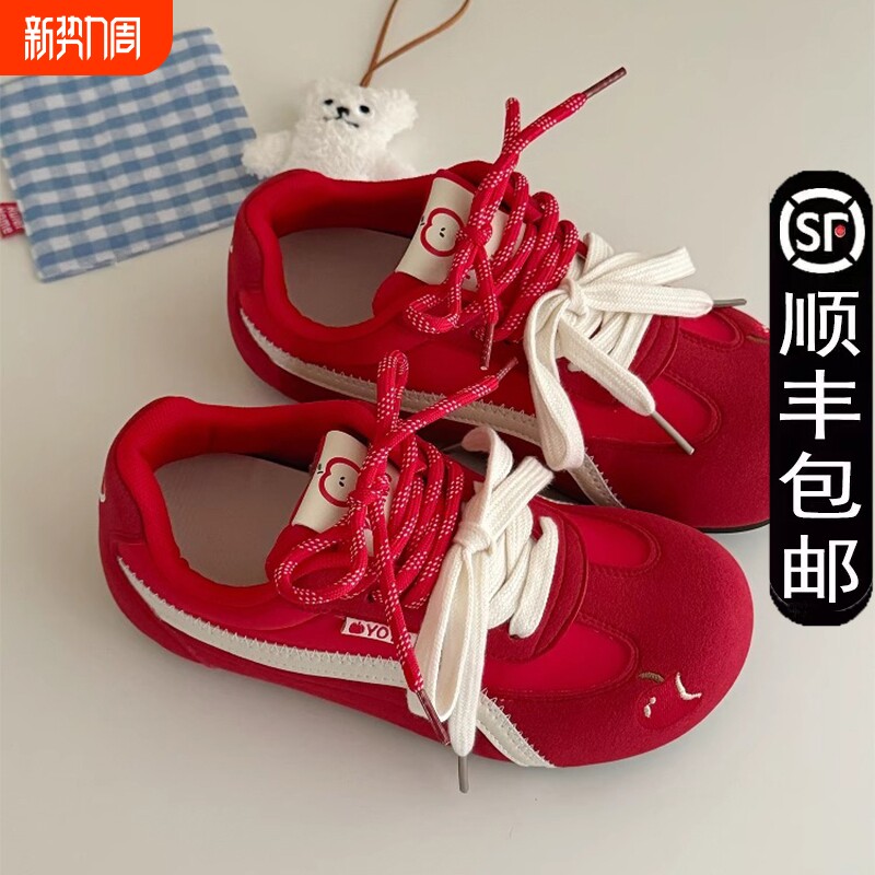 德训鞋女夏季ins潮2025新款休闲丑萌大头鞋面包鞋百搭板鞋超火