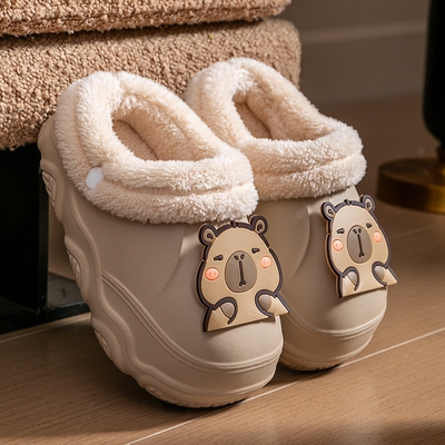 可拆卸儿童棉拖鞋冬季2025新款女童防水防滑拖鞋加绒保暖加厚男童