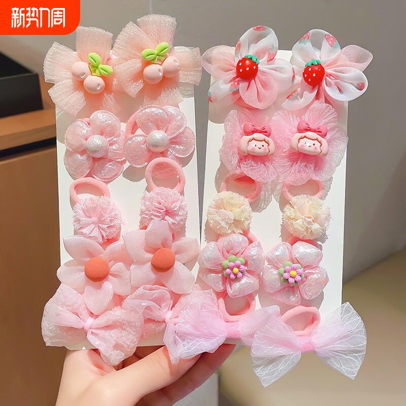 2024新款儿童花朵发圈头花发饰女童宝宝扎发头绳头饰橡皮筋兔子