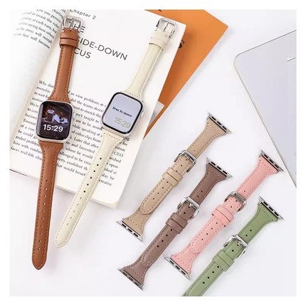 【高级小众】适用iwatch s9苹果手表表带apple watch87se6541代细小蛮腰Ultra2真牛皮质男女生新款潮牌