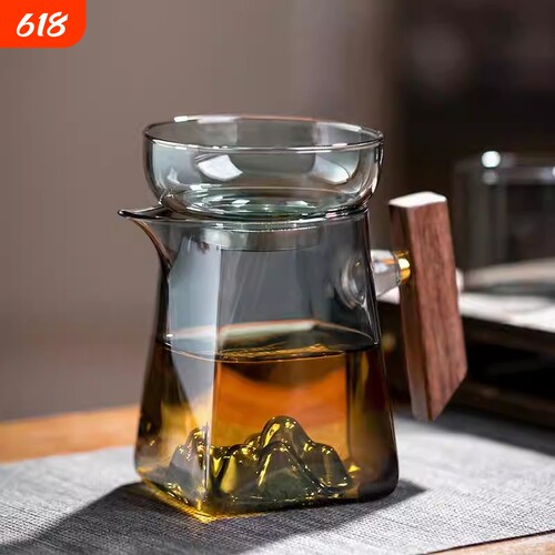 茶器公道杯高硼硅透明玻璃可观山带手柄家用办公待客功夫茶具分