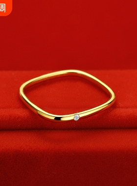 抖音小方戒女款沙金ins风大福同款方形戒指直播货源个性设计潮酷