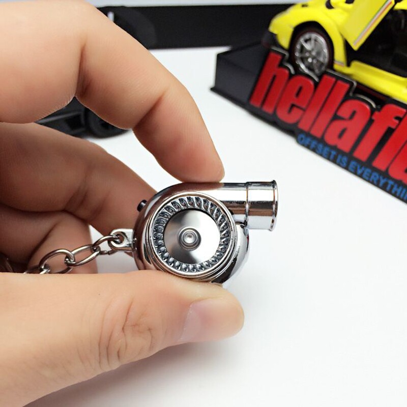 JDM电动带灯涡轮钥匙扣挂件TURBO增压钥匙链挂饰创意个性男女饰品