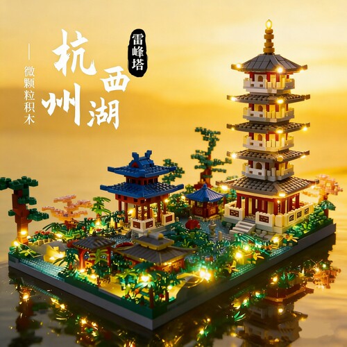 【热销】杭州西湖积木模型