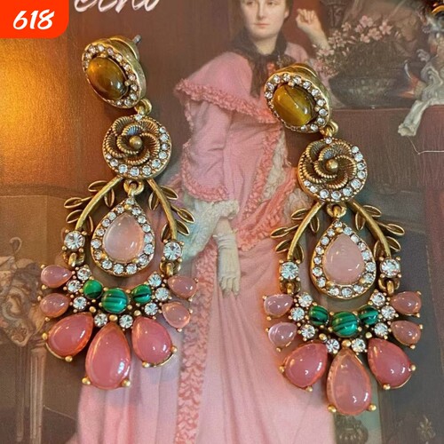 奥罗拉西洋复古公主耳环中古vintage重工轻奢气质耳饰女水滴红色