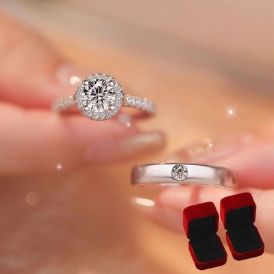 情侣婚礼仿真开口排钻钻戒戒指女婚戒对戒假结婚一对小众设计调节