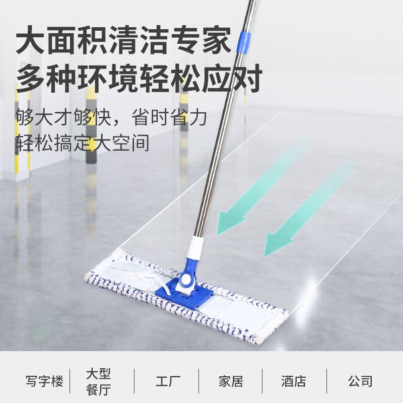 75CM大号纤维布尘推布头 不锈钢螺纹杆加粗吸水平板拖把商场尘推