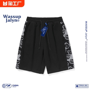 wsssup夏季日系小熊运动短裤男休闲宽松情侣五分裤薄款潮牌休闲裤