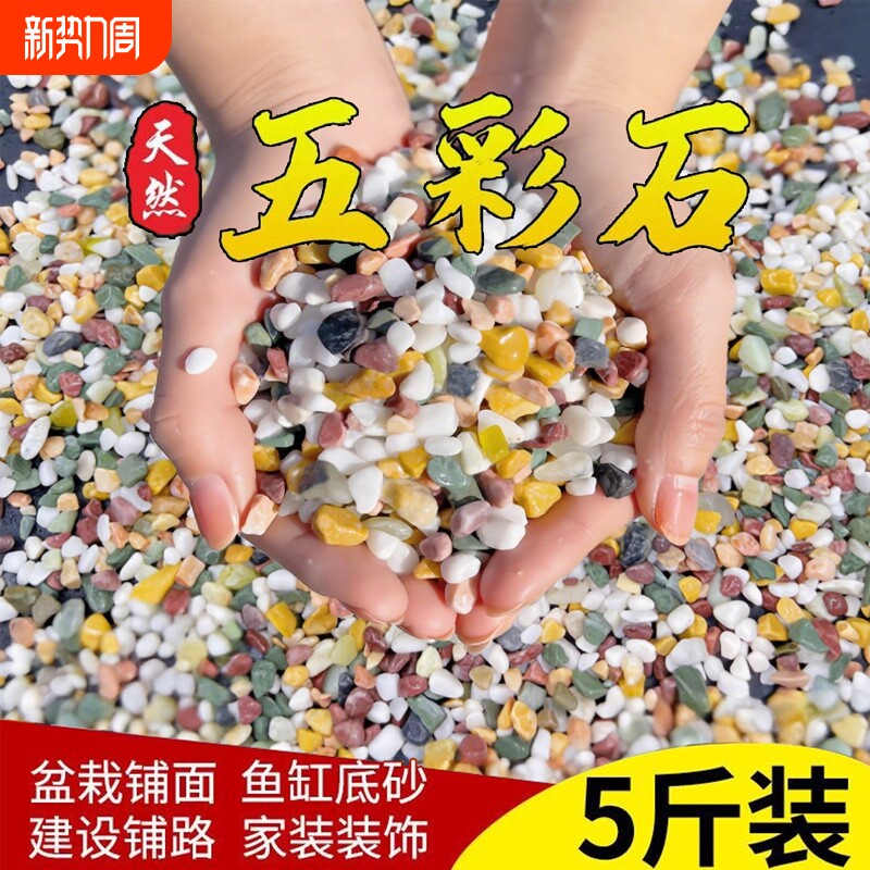 七彩色石子鱼缸造景底砂专用天然彩石多肉花盆铺面石石头原生铺底