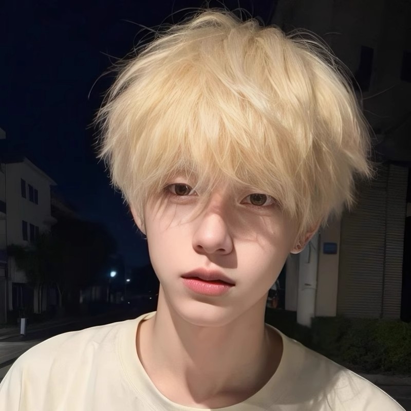 假发男短发韩版帅气短直发微分碎盖时尚蓬松男生造型假发全头套式
