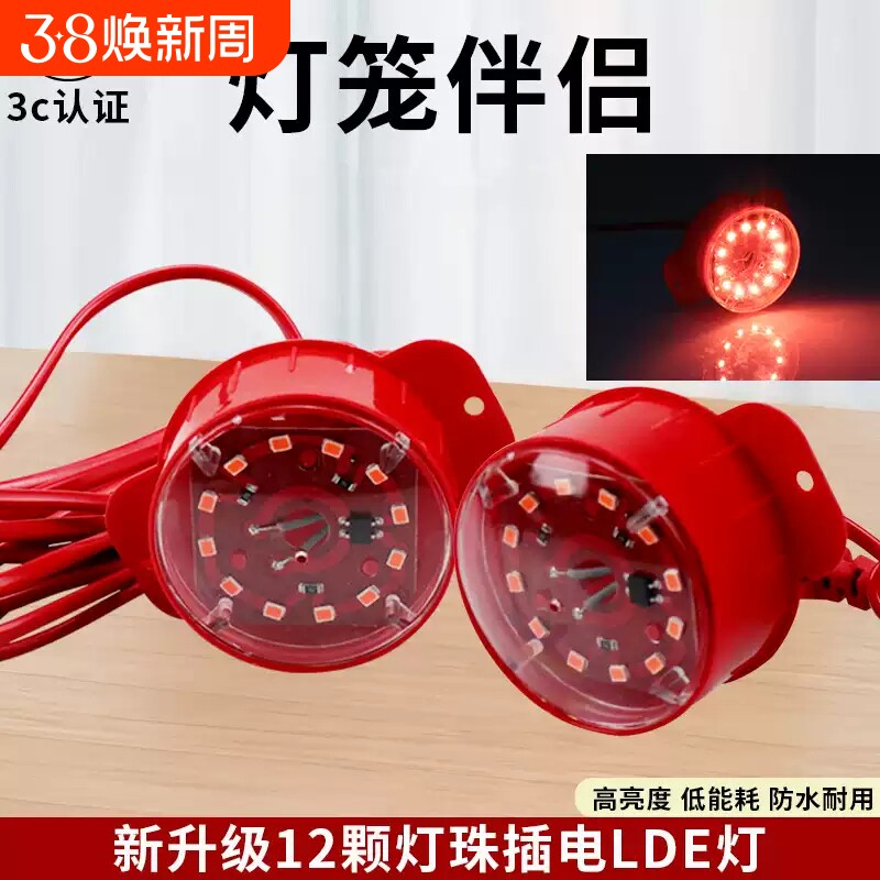 厂家直销中式灯笼伴侣2026新年阳台户外带线插头发光彩光红色高亮
