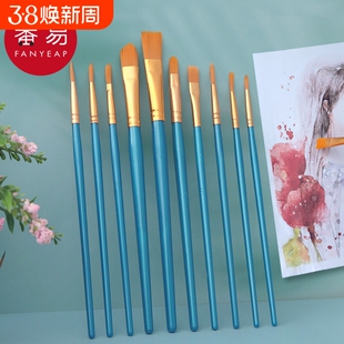 水粉笔C1vn800-画笔丙烯初学绘画毛笔水彩排笔美术学生外带写油画颜料