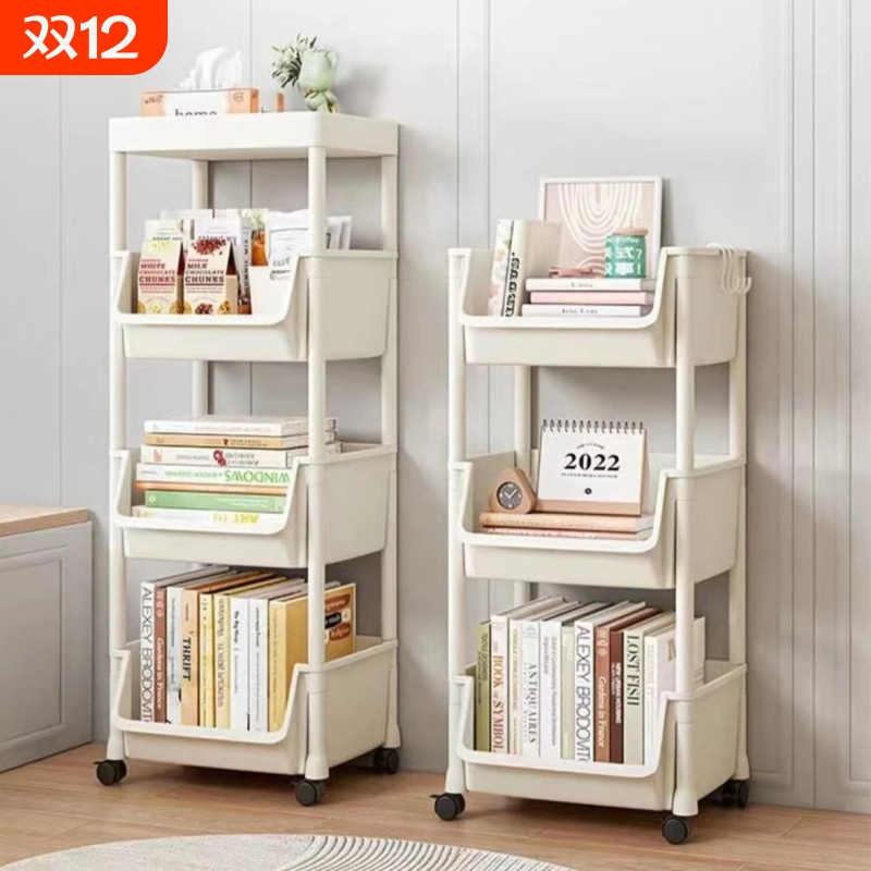 可移动书架带轮置物架落地桌面儿童玩具收纳家用客厅卧室简易书柜