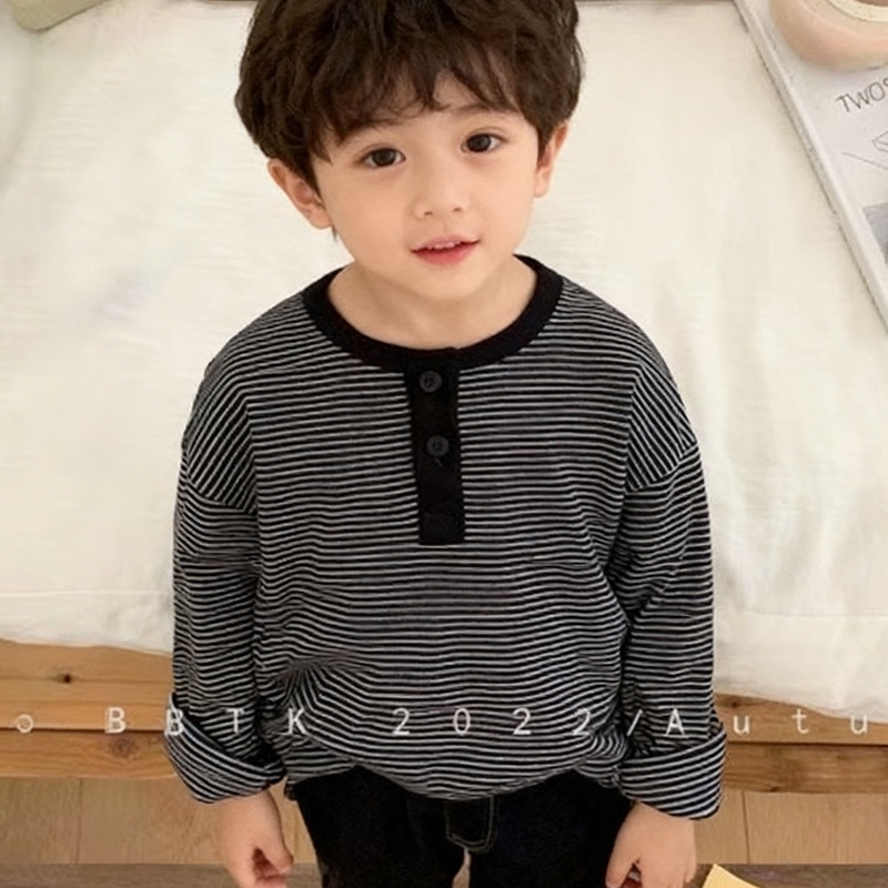 秋季新款儿童打底衫男童长袖T恤女童打底衣条纹上衣童装批发