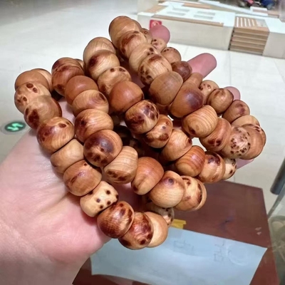 留疤崖柏蒜瓣大肠单圈手串手持文玩配饰高端盘玩手串手链文玩时尚