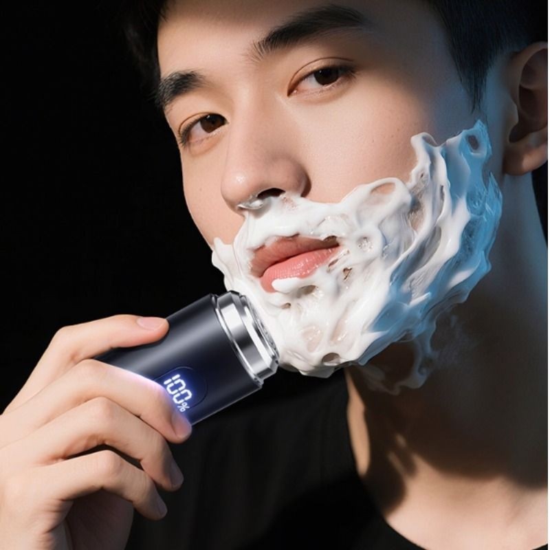 双环刀网 电动剃须刀数显胡须刀旅行男士充电式便携式家用剃须刀