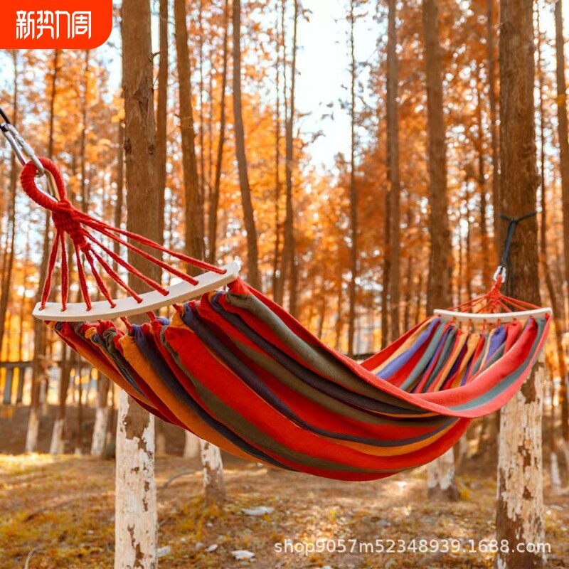 防侧翻吊床 户外单双人加厚帆布宿舍秋千成人吊床