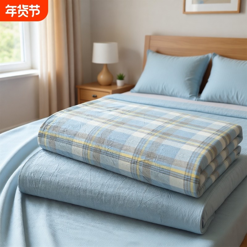 全棉水洗棉床单单件100纯棉被单枕套三件套学生宿舍单人床上用品