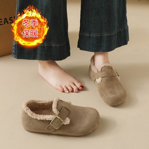 冬季勃肯鞋女保暖加绒鞋子女2025新款爆款二棉孕妇博肯鞋内增高