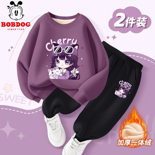 女童套装秋冬款儿童加绒加厚卫衣