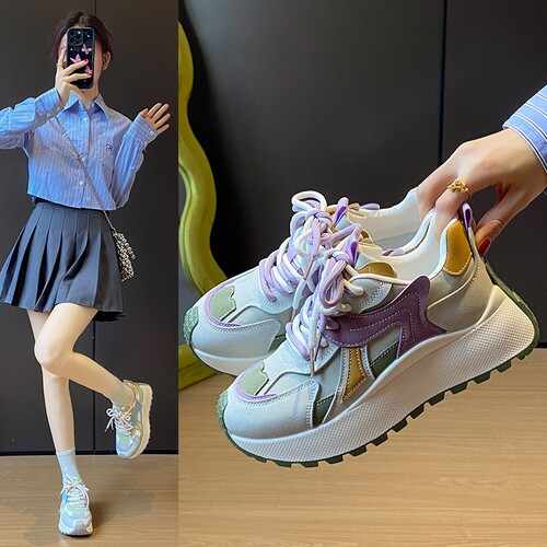 ins韩版新款老爹鞋女2026春季学生运动跑步鞋休闲鞋厚底增高BN031