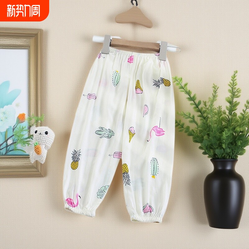 男女童棉绸睡裤夏季薄款儿童防蚊裤女孩宝宝灯笼裤宝宝绵绸空调裤