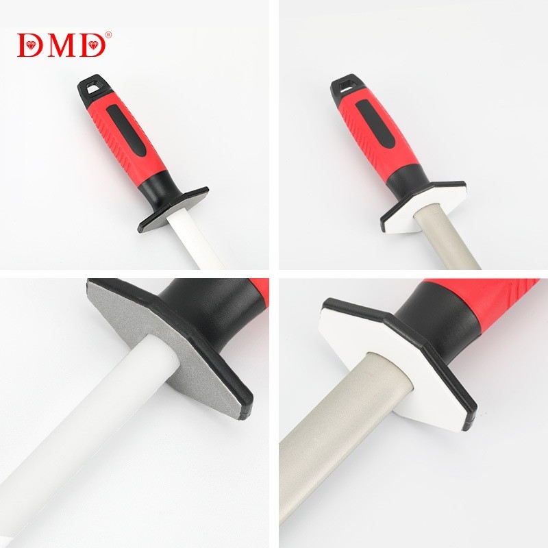 跨境新款DMD红黑手柄家用厨房磨菜刀12寸金刚石8寸10寸陶瓷磨刀棒