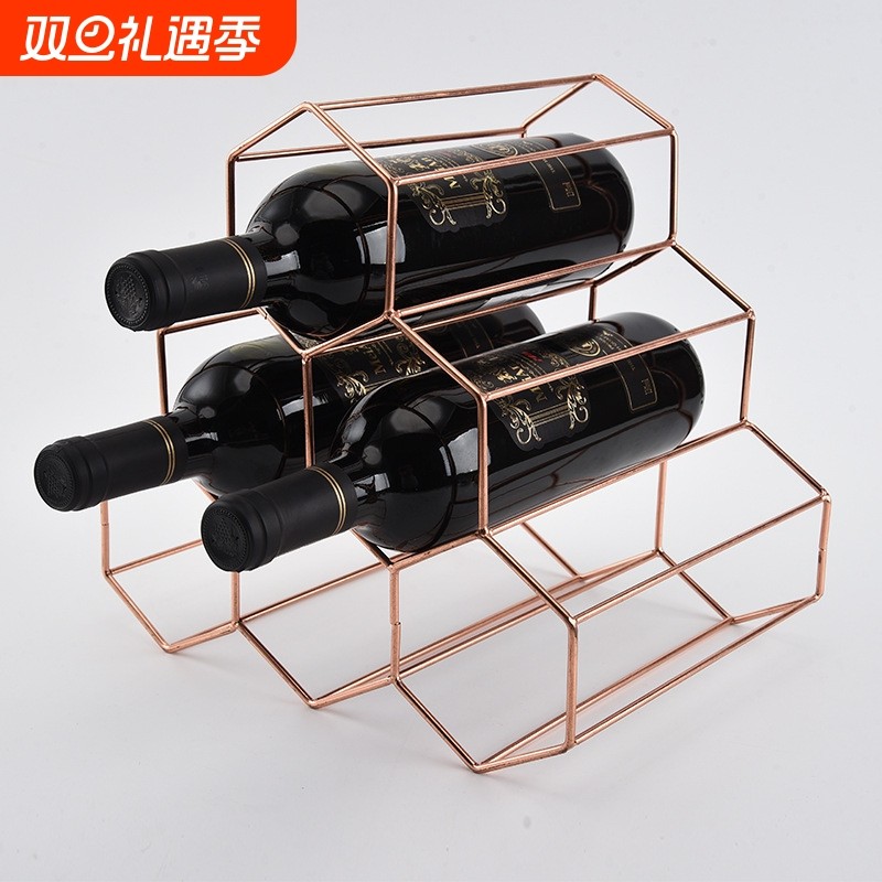 铁艺红酒架葡萄酒红酒架北欧样板间家饰品酒柜摆件酒瓶置物架酒柜