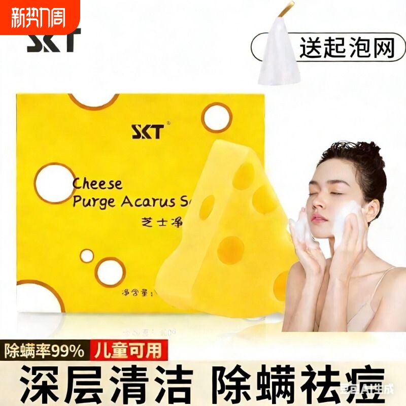 skt芝士除螨皂正品儿童净螨香皂沐浴止痒洗脸皂奶酪肥皂控油清洁