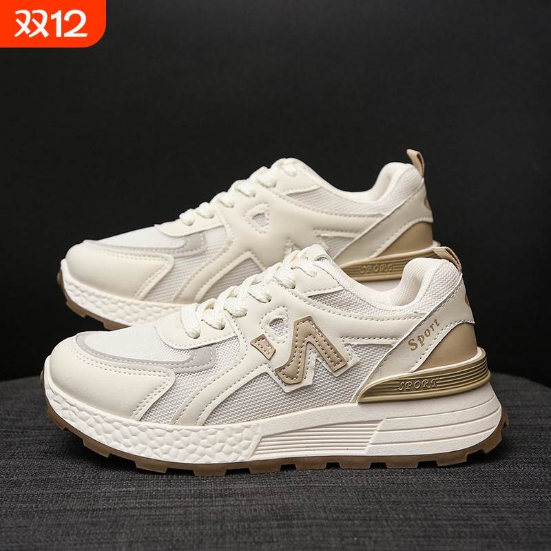 品牌断码爆款夏季网面老爹鞋女2025新款透气厚底运动休闲鞋百搭华