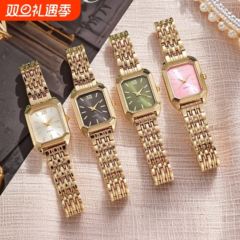 2026年新款女士手表女款名牌高级感小众设计方形钢带网红风石英表