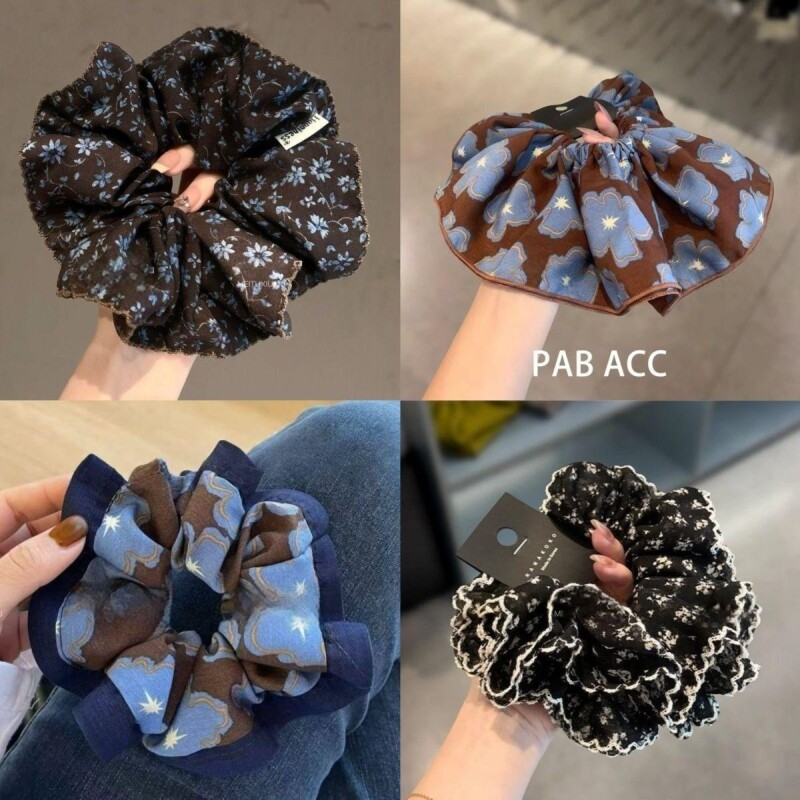 大肠头花发圈复古高端韩系碎花女扎头绳低马尾发绳高弹力皮筋花朵