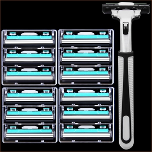 正品剃须刀手动刮胡刀双层【1刀架+12刀片】