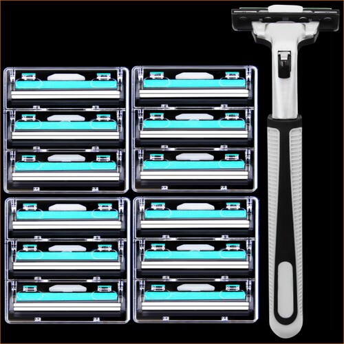 正品剃须刀手动刮胡刀双层【1刀架+12刀片】