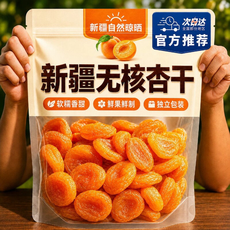 新疆无核杏干无添加独立包装软糯酸甜无核特产级原味酸杏肉果干