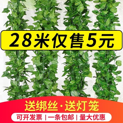 仿真绿萝叶假花藤条葡萄树叶吊顶管道装饰藤蔓塑料绿植物缠绕遮挡