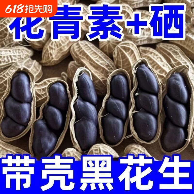 新货特价】2025年云南黑花生新货带壳富硒黑花生晒干普洱黑皮花生