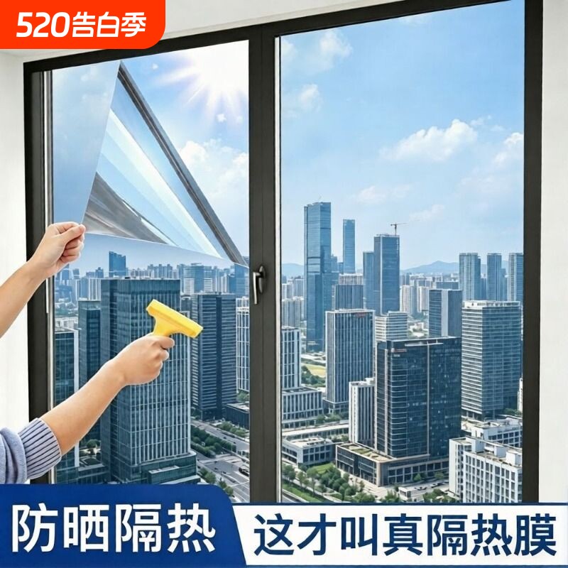 防晒隔热膜遮光遮阳窗户玻璃贴纸防窥防走光阳台单向透视隐私贴膜