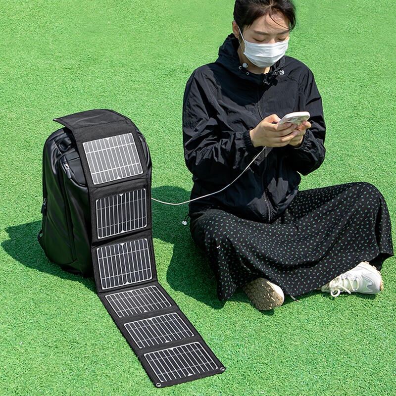 户外移动电源太阳能充电板12v车载蓄电池快充电宝便携折叠发电器