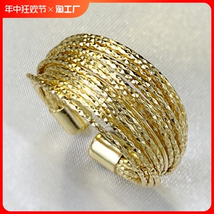 S925纯银戒指超多层线股层叠夸张ins风指环轻奢小众可调节戒指