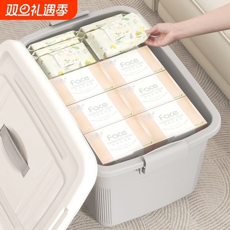 带提手塑料收纳箱家用衣服玩具学生宿舍用整理箱加厚特大号储物箱