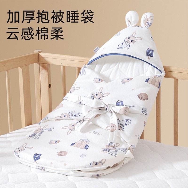 柔蕴初生婴儿产房包被新生儿一体式防踢被睡袋纯棉秋冬宝宝用品