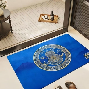 优惠价硅藻泥入户门地垫福禄双至吸水防滑卫生间浴室绿色蓝色红色