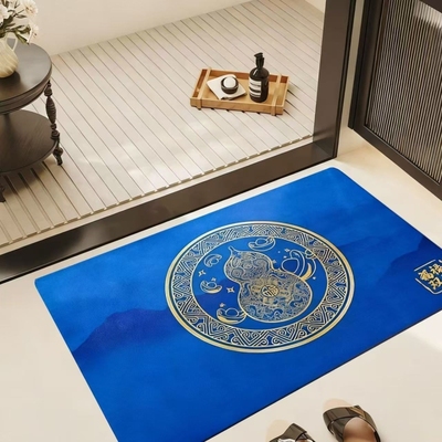 优惠价硅藻泥入户门地垫福禄双至吸水防滑卫生间浴室绿色蓝色红色