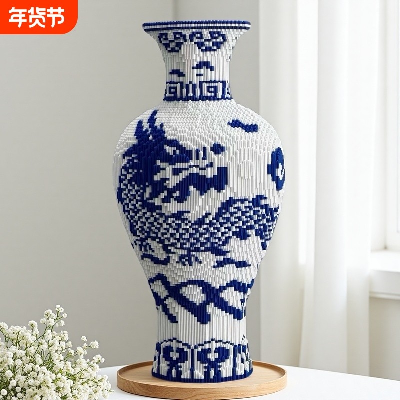 国潮积木小颗粒高难度益智拼装儿童玩具青花瓷国风摆件高颜值智力,玩具/童车/益智/积木/模型,普通塑料积木,淘宝优惠券,粉丝福利购,淘宝优惠卷