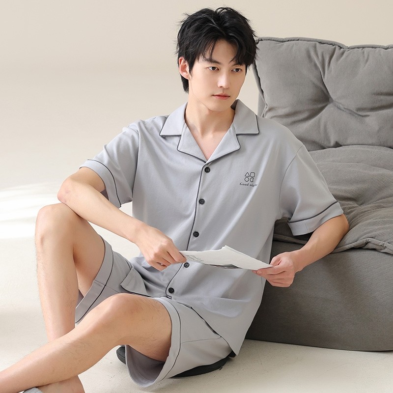 夏季高级睡衣男士纯棉2025年短袖短裤新款大码青年家居服套装薄款