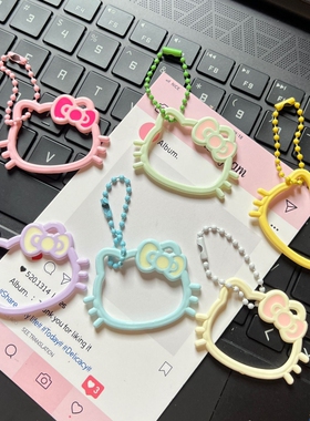 可爱糖果色镂空KT猫头钥匙链书包挂件ins百搭少女心挂件