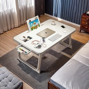 床上小桌子飘窗折叠桌学生床头宿舍书桌笔记本电脑支架办公桌懒人卧室坐地ins风学习可移动小桌板上铺桌加大